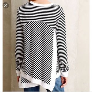 Anthro | Left of Center Black and White Striped Pullover Top, Sz. M